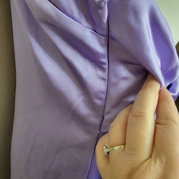 Lulus Perfectly Sleek Lavender Satin Halter Slip Midi Dress, #2302171, Sz M, $40 - Picture 7 of 14